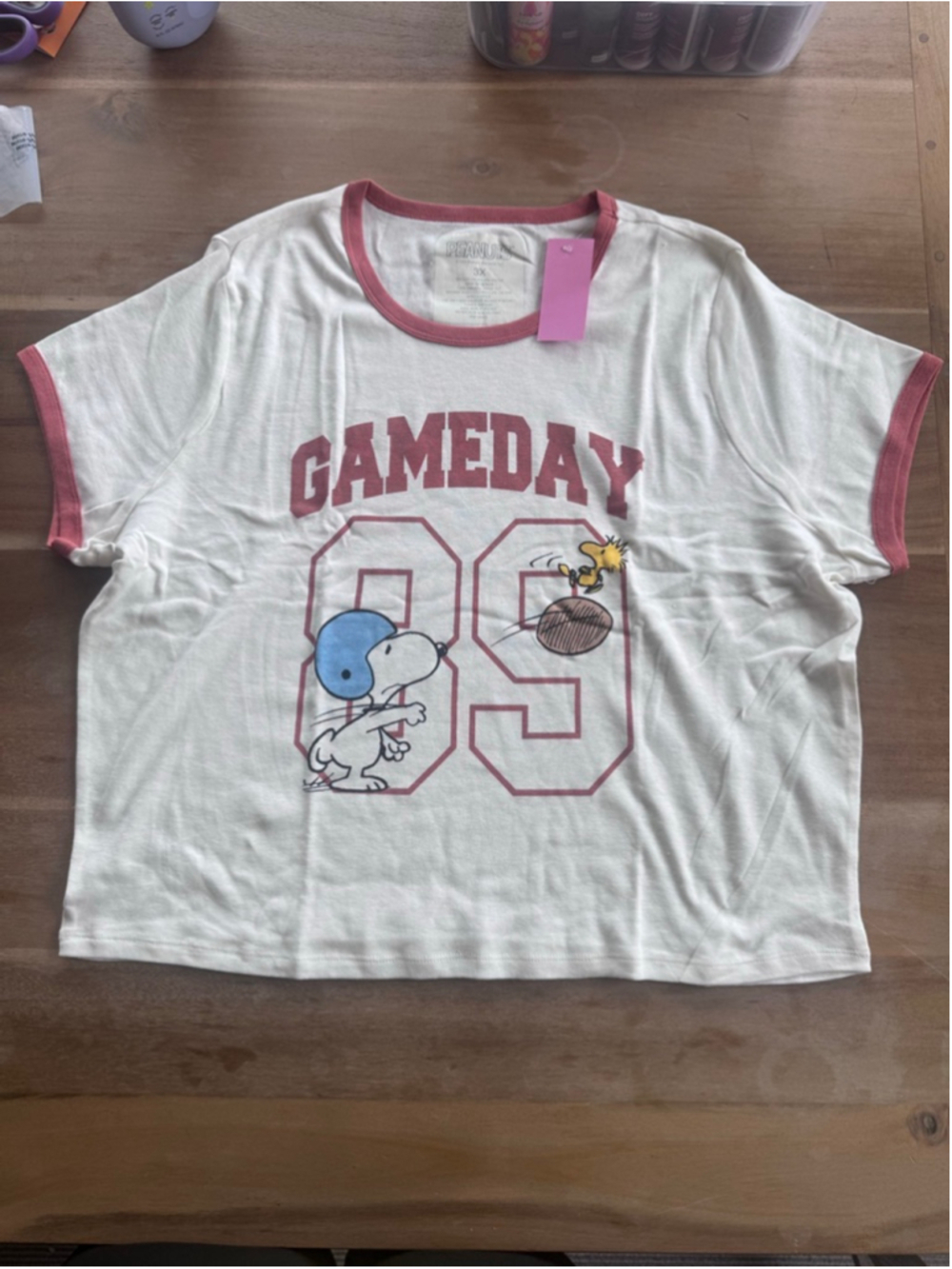 PEANUTS Snoopy Gameday White Red Short Sleeve Tee 3X